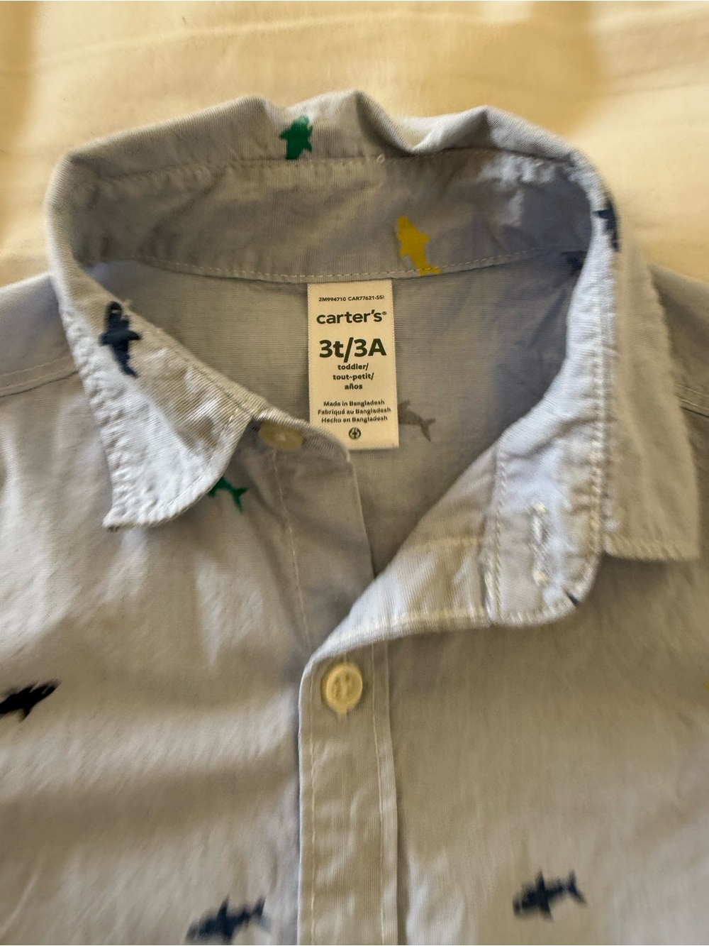 Carter's Navy Blue Short-Sleeve Shark Button-Up Shirt - Picture 4 of 5